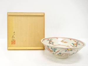 土山恭仙造　赤絵　花紋絵　菓子器